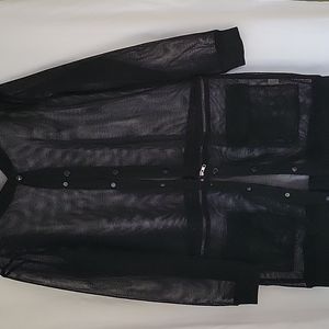 Women's Forever 21 Long Oversized Mesh Jacket; Color Black; Size large.